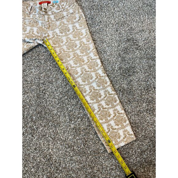 Anthropologie Cartonnier Charlie Ankle Pants | White & Tan Baroque Print Size 4 - Picture 9 of 13